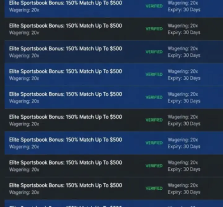 Liste d'offres de bookmakers vérifiés